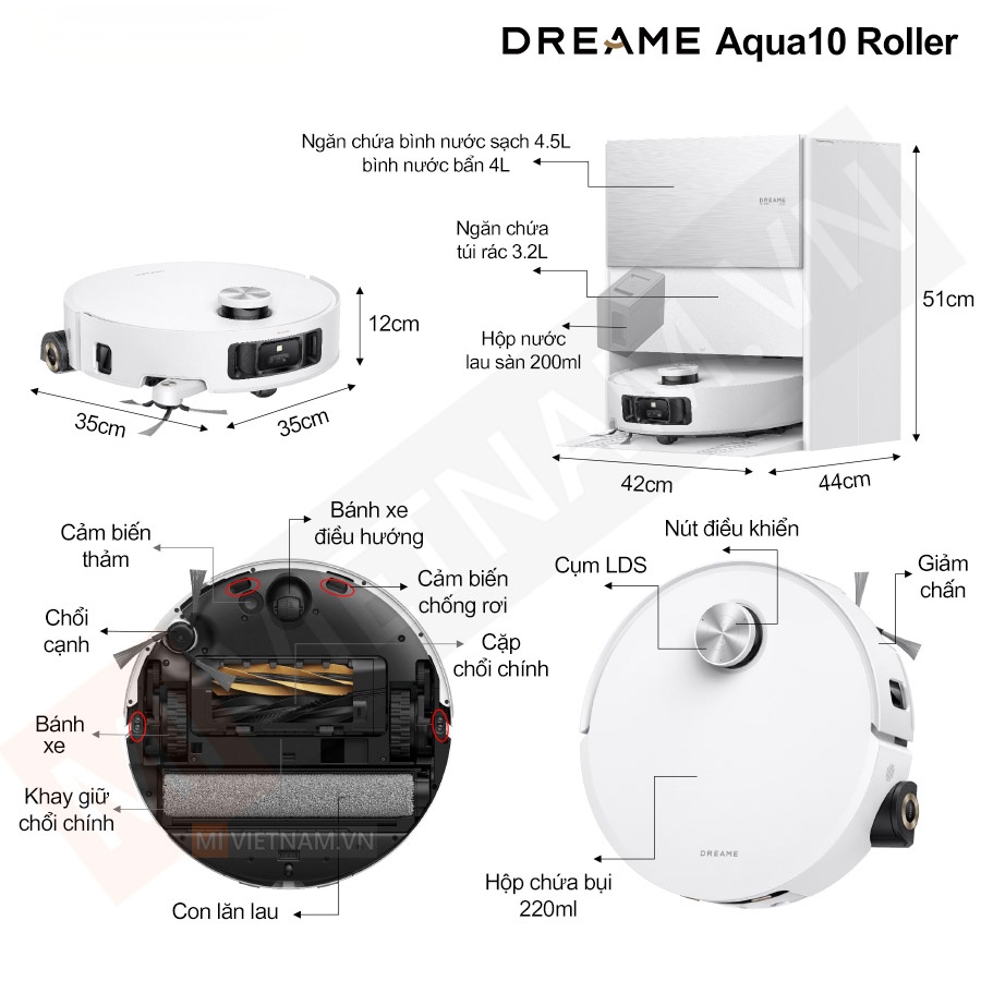 Robot hút bụi lau nhà Dreame Aqua10 Roller