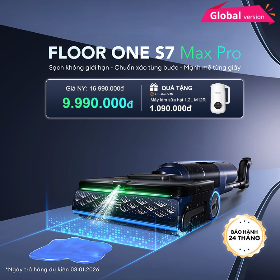 Máy hút bụi lau nhà Tineco Floor One S7 Max Pro - Hàng Chính Hãng