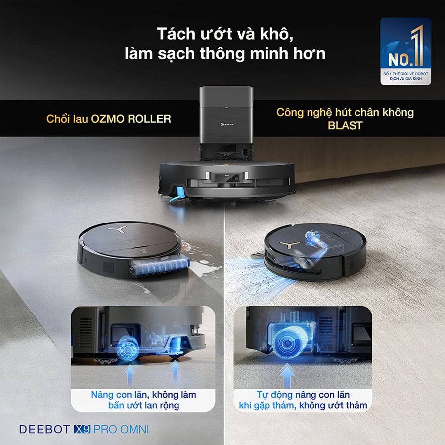 Robot hút bụi lau nhà Ecovacs Deebot X9 Pro Omni