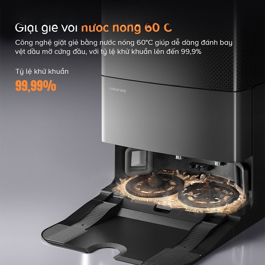 khăn lau nhà của Roborock Q Revo Slim được giặt bằng nước nóng